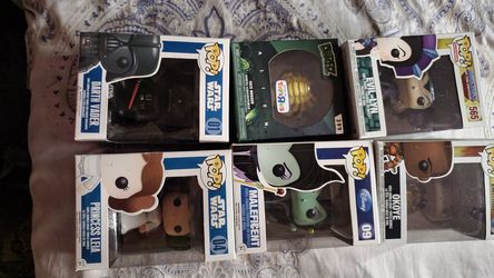 5 random funko pops and a dorbz