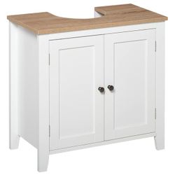 Under-Sink Bathroom Sink Cabinet, Storage Unit with U-Shape and Adjustable Internal Shelf, White