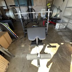 Olympic Bench Set Curl Bar And Dumb Bells 