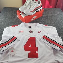 Air Max 95 'White Varsity Red' Size 10 or 11.

Jeremiah Smith Ohio state jersey Mens Large. More sizes in next week. 
