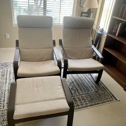 IKEA Poang Chairs And Ottoman