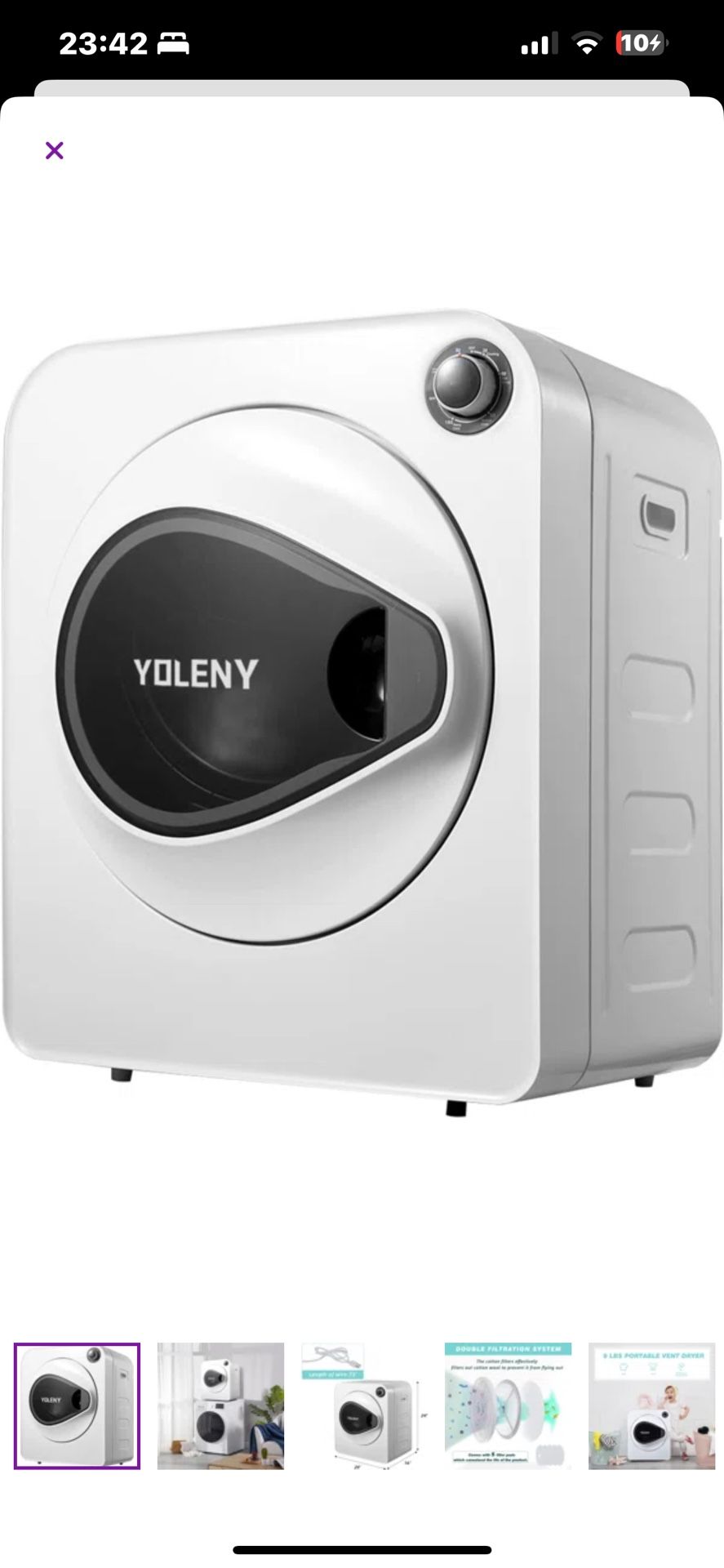 High Efficiency Portable Dryer With Child Safety Lock White