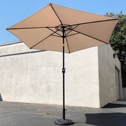 $70 (New in Box) Patio set (10ft umbrella and base stand) tilt crank, outdoor garden market, beige or red color