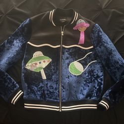 Bebe brand Bomber Jacket- Velvet UFO Sequins -Rare