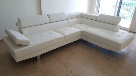 white sofa sectional modern faux leather 106x77