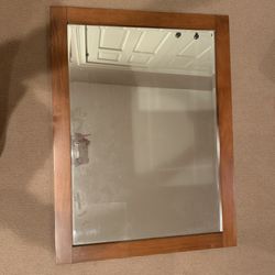 Mirror with wood frame