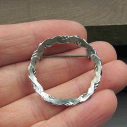 Sterling Silver Concave Circle Pattern Pin Brooch