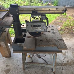 Rockwell Radial Arm Saw, Sears Craftsman Saw,  Table Saws, Compressor 