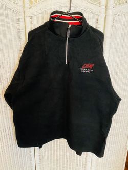 Vintage Mens Perry Ellis America Spellout Fleece Pullover 1/4 Zip Blue Size XXL
