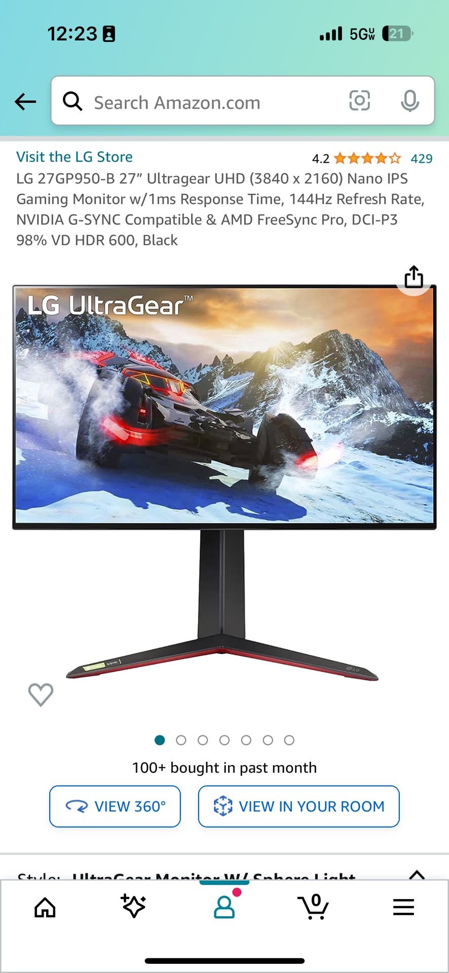 4K Monitor - LG 27GP950-B 27”, 144Hz