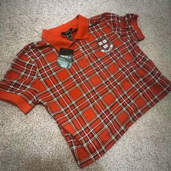 New Small Red Plaid Crop Top School Girl Punk Goth Emo Shirt 