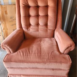 Vintage MCM Tufted Pink Mauve Swivel Rocking Arm Chair by Flexsteel Charisma