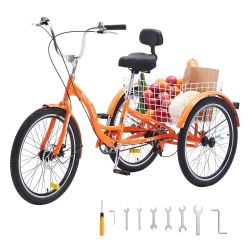 Adult Tricycles Bike, 26 Inch Three-Wheeled Bicycles, 3 Wheel Bikes Trikes, Aluminum Alloy Cruiser Bike with Basket & Adjustable Seat, Picnic Shopping