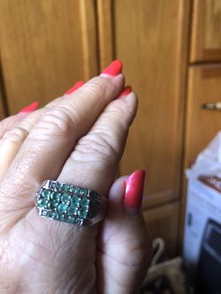 Zambian Emerald Men’s 925 Size 14 Ring