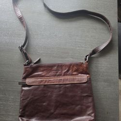 Jack George Brown Voyager Zippered Leather Hobo Crossbody Bag 