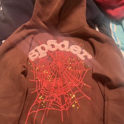 (REAL) brown and pink sp5der hoodie