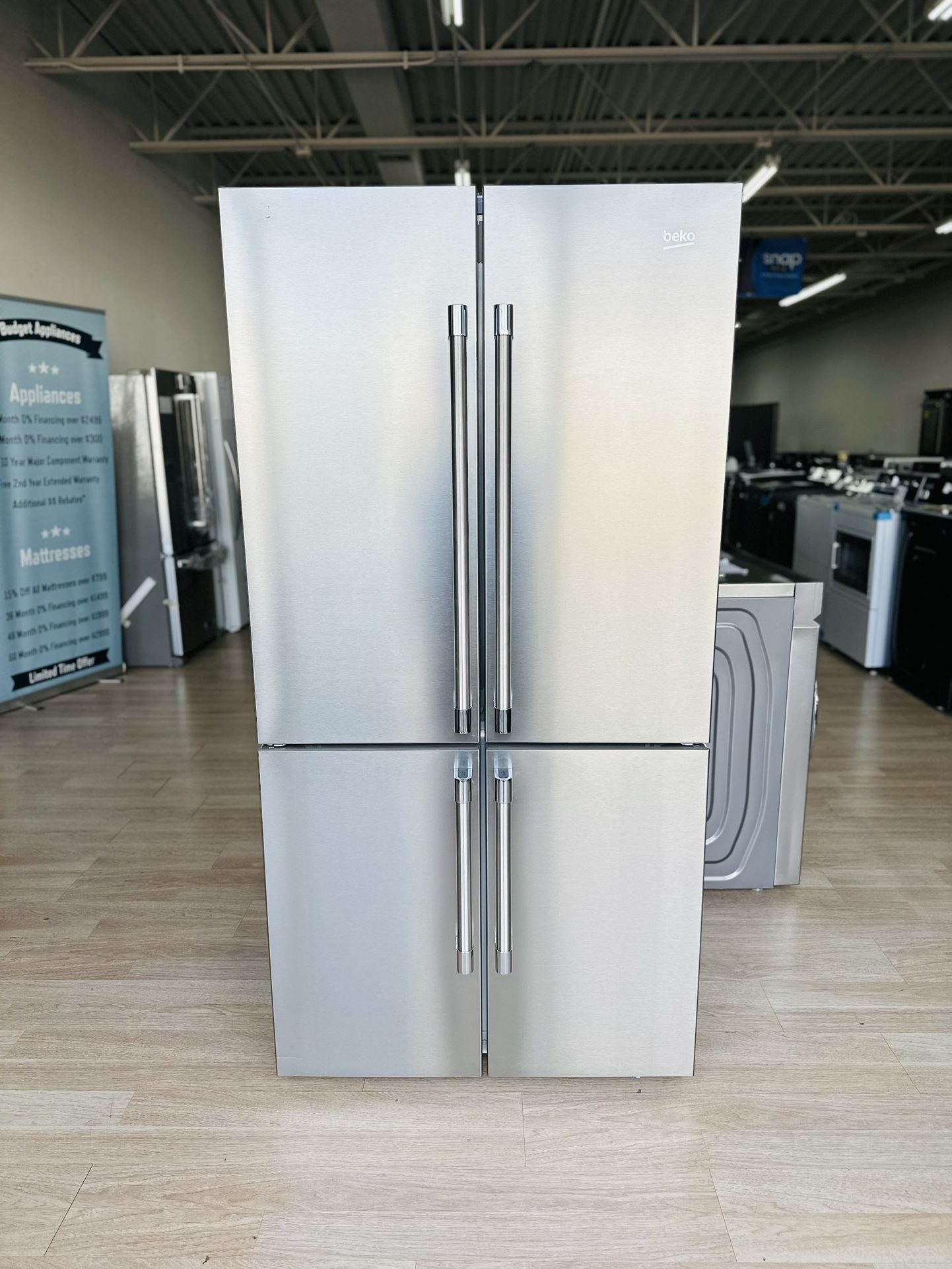 NEW Beko 36" French Four-Door Stainless Steel Refrigerator with auto Ice Maker