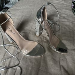 Fashion nova silver heels