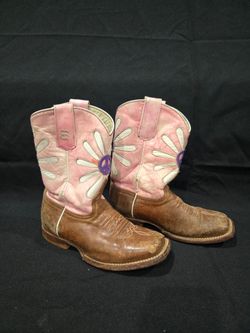 Pink and Purple Leather Boots for Girls