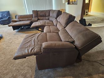 Large Brown Power Reclining Sectional Sofa
