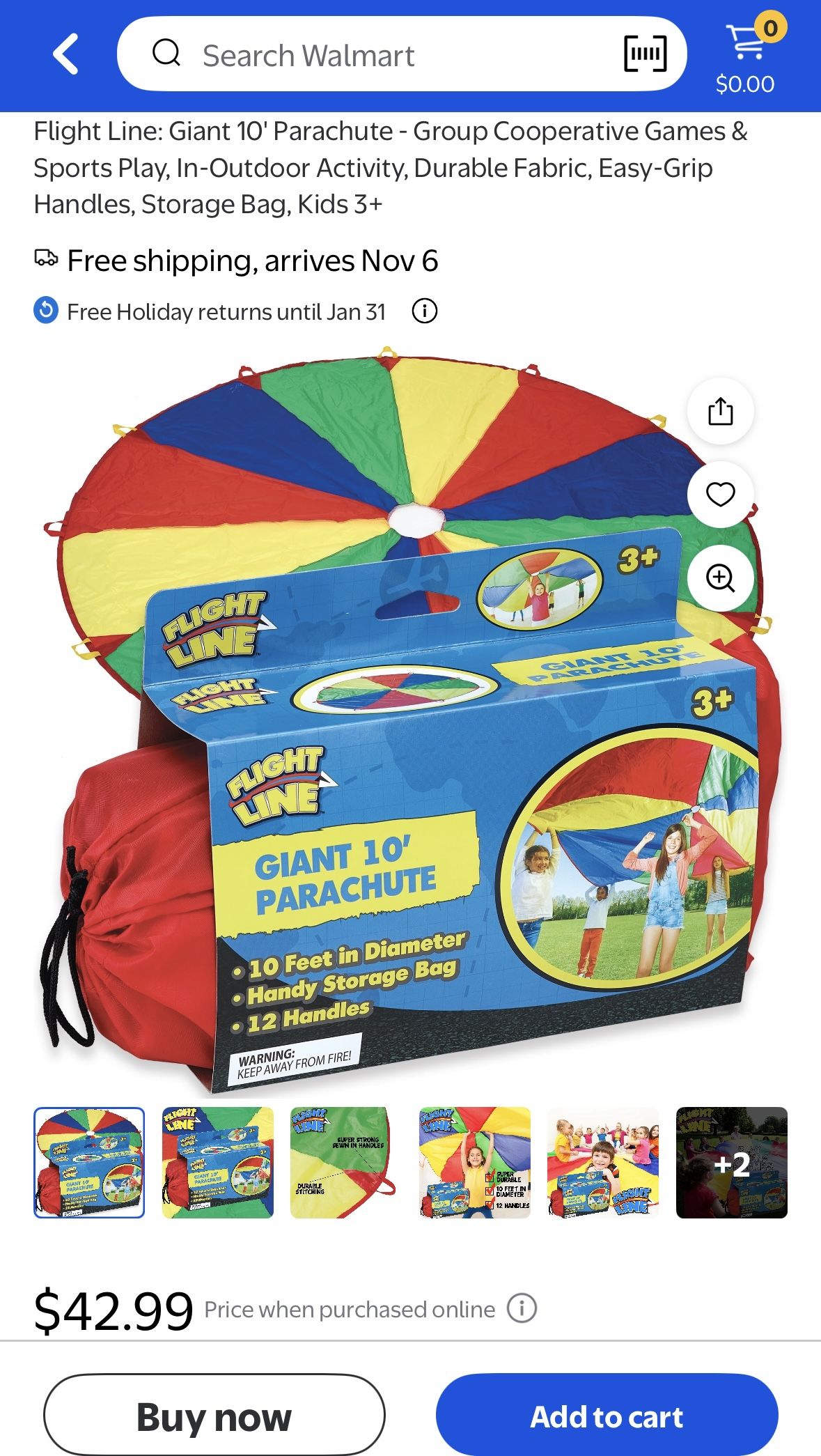 10 Foot Play Flight Line Parachute