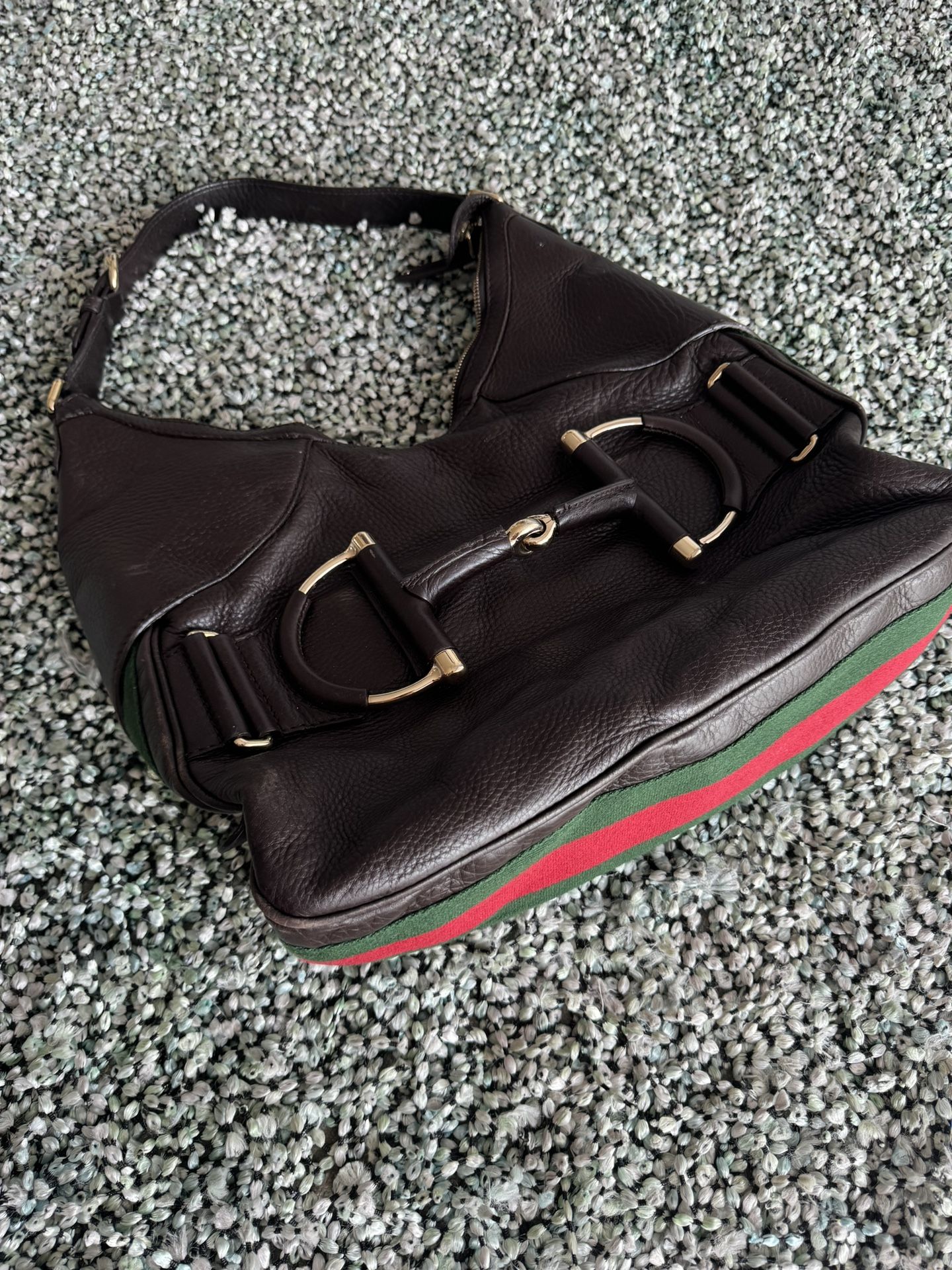 Gucci Heritage Horsebit Hobo Bag, Brown Leather
