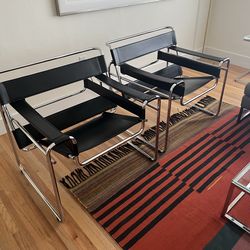 WASSILY CHAIRS, PAIR, LEARHER, BLACK