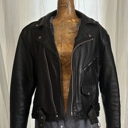 Genuine Leather Rock Biker Jacket with Eagle On The Back Size L