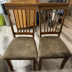 Maple Chairs With Brown Microfiber Seats Two 15 Each