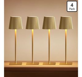 LUTEC 4 Pack Cordless Table Lamp,6000mAh Rechargeable Battery Operated Desk Lamp,Two Adjustable Heights,Waterproof, Touch Control & 3 Color Stepless D