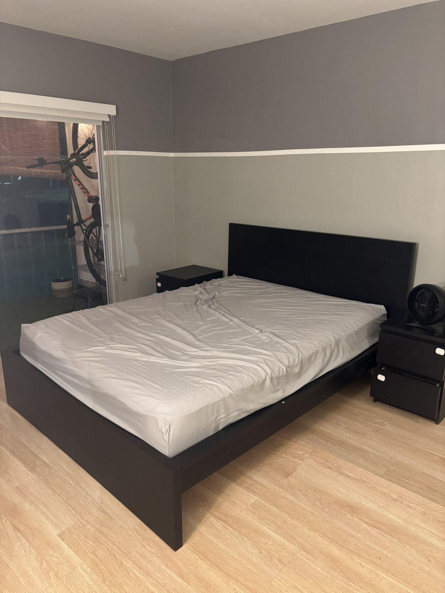 1 Queen Size Bed Frame And Matress Optional With 2 Small Dressers