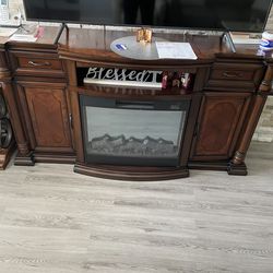 Wooden Tv Stand With Fire Place