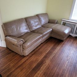 Tan Leather Recliner Couch With Chaise