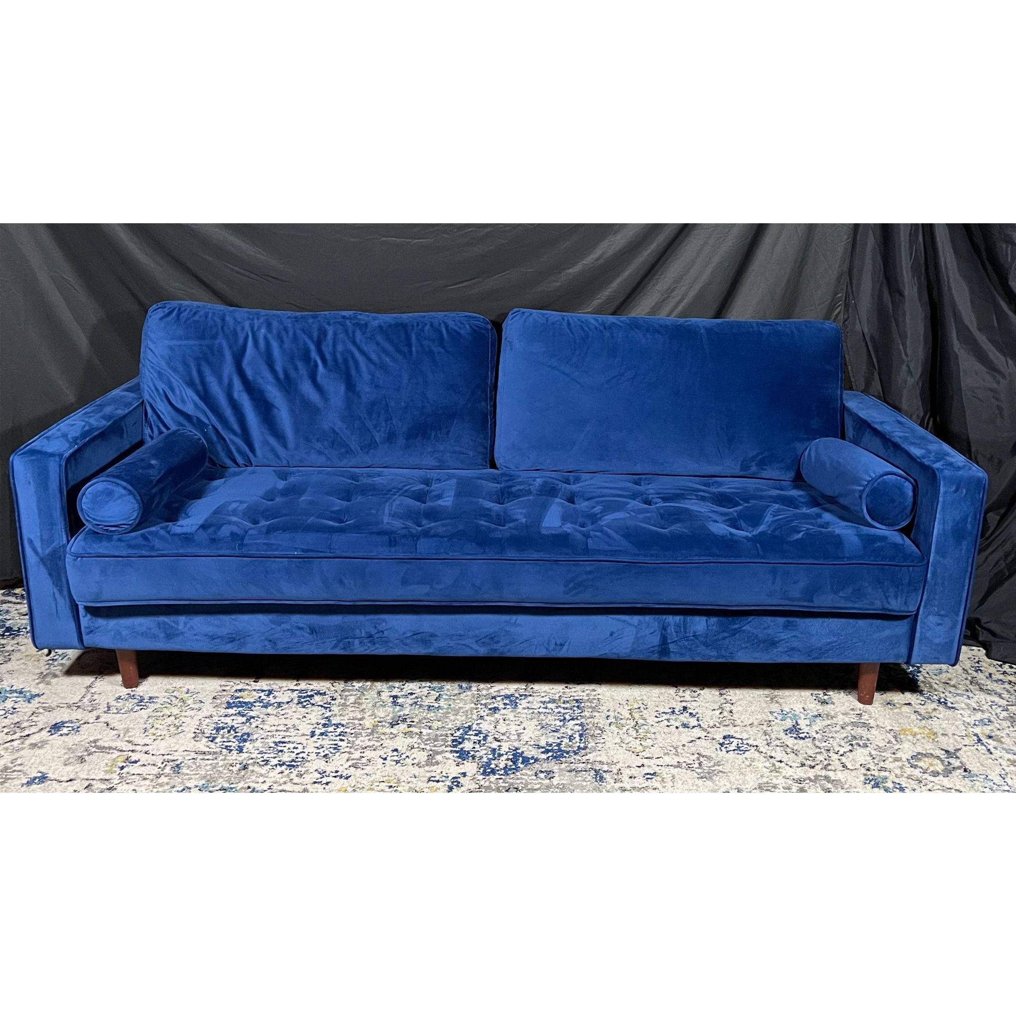Navy Mid Century Modern Sofa (Free Local Delivery)