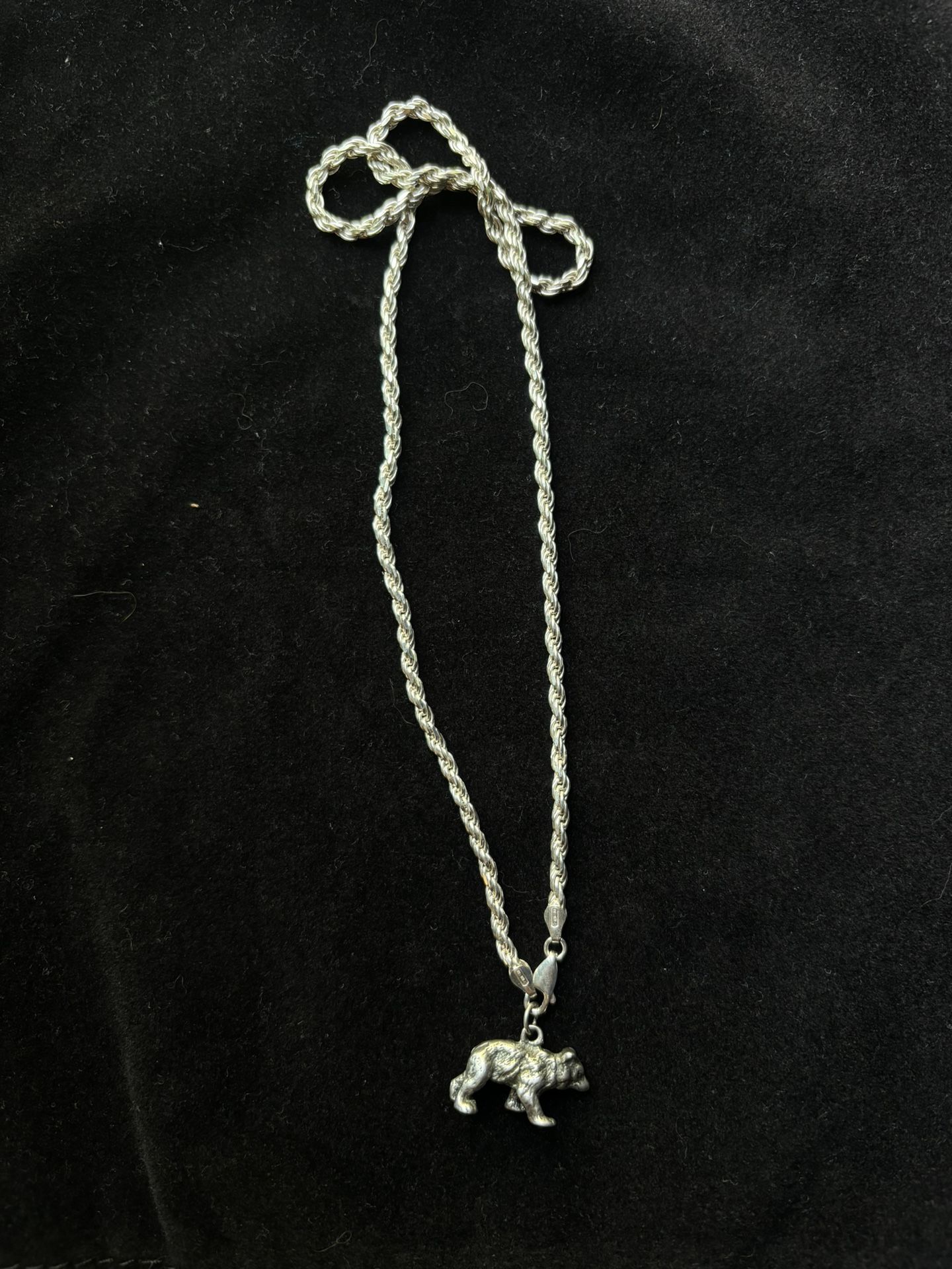 Solid 925 Silver Rope Chain & Pendant 