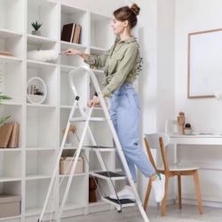 DELXO Step Ladder Folding Step Stool 4 Step Ladder with Handrails Heavy Duty Ste