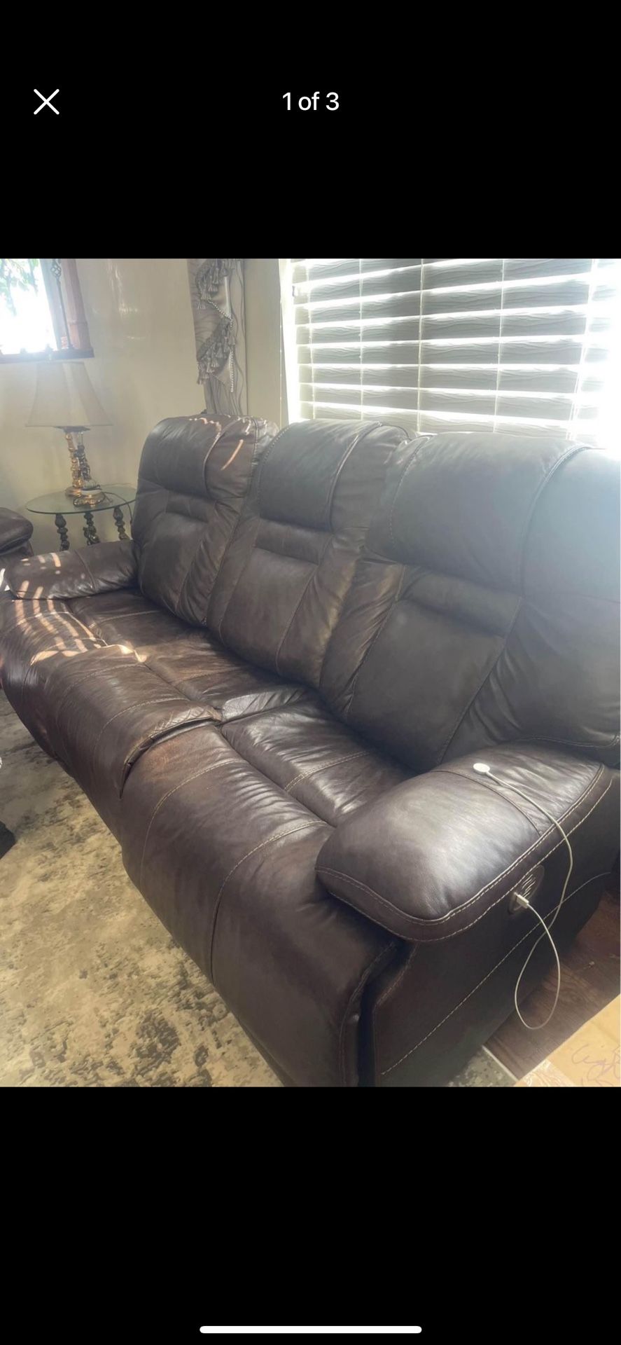 Nice real Leather American furniture reclining sofa on sale
