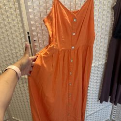 Orange Long  Dress & New Earrings 