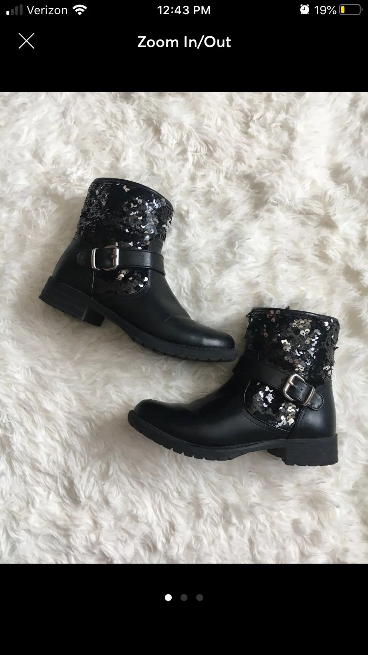 Girls sequins black boots