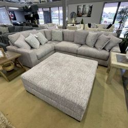 Ashley Regent Pewter  Sectional Sofa Ottoman Options 