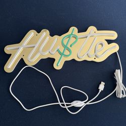 Hustle Neon Signs with Dimmer for Wall Decor, Dollar