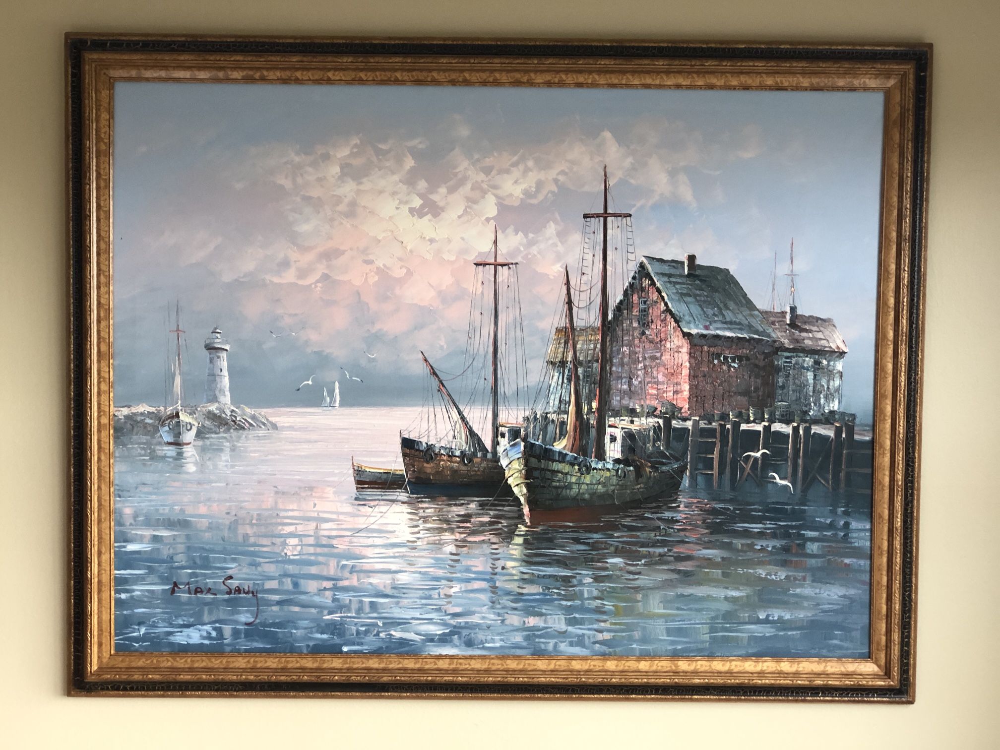 LARGE!! MAX SAVY Signed Oil Painting On Canvas! EXCELLENT