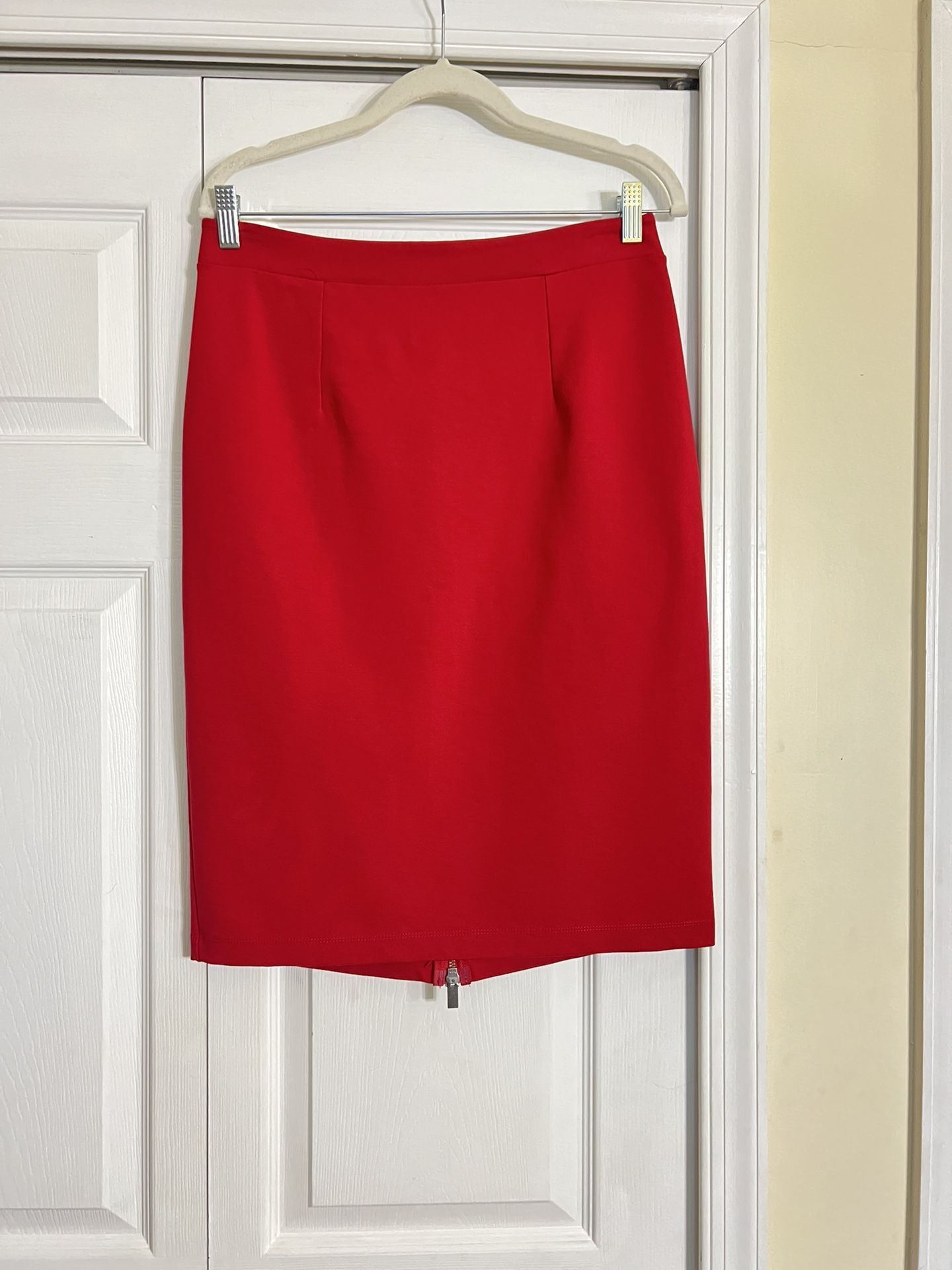 Hot Red Back Zippered Skirt