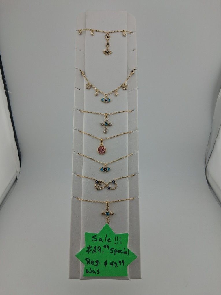 Silver Necklace With Pendant Gold Plated, Adjustable Chain 