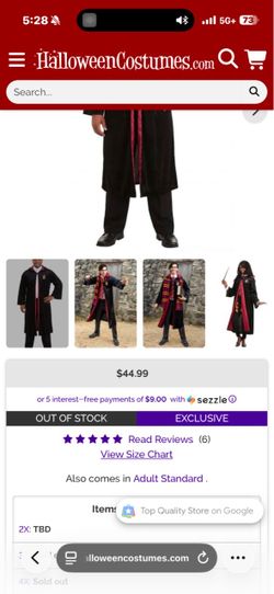 Harry Potter costume 2xl Gryffindor