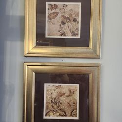 European Floral on Beige Framed Prints