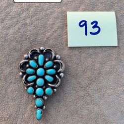 #93 Zuni Broach Sterling Silver & Turquoise 