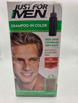 Just For Men Shampoo-in Gray Hair Color, Dark Blond/Lightest Brown, Pack of 3