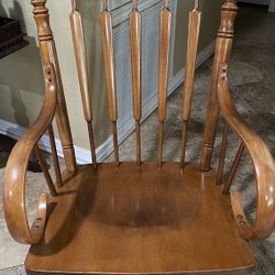 Vintage wooden rocking chair solid wood farmhouse accent chair traditional spindle back rustic decor