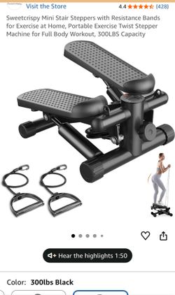 Mini Stair Steppers with Resistance Bands for Exercise at Home 300LBS Capacity